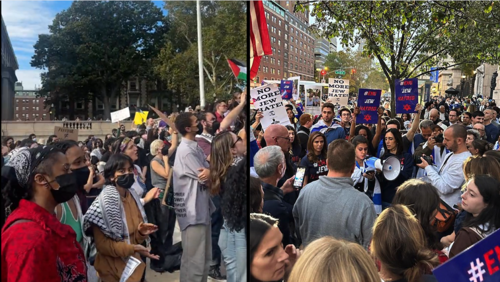Protestas pro palestinos y de la población judía se viven en la comunidad estudiantil de la Universidad de Columbia.