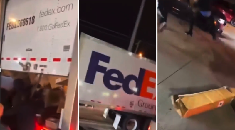 Trailer de FedEx en Memphis, Teneessee, es saqueado por una multitud. The Border Reports