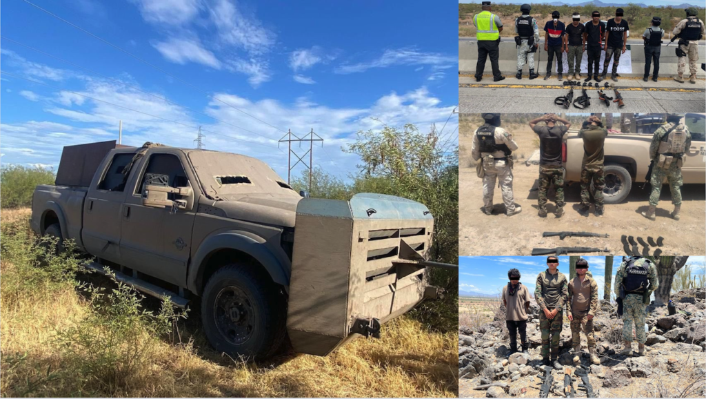 Arrestan a 9 con armas y carro blindado en Caborca.