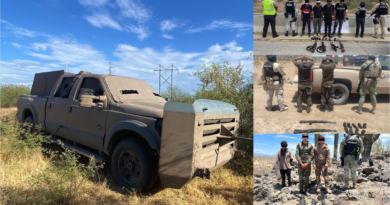 Arrestan a 9 con armas y carro blindado en Caborca.