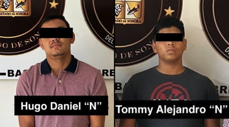 CAJEME, SONORA.- Capturan a Hugo Daniel "N" y Tommy Alejandro "N" por tentativa y homicidio en Ciudad Obregón, Sonora, México.
