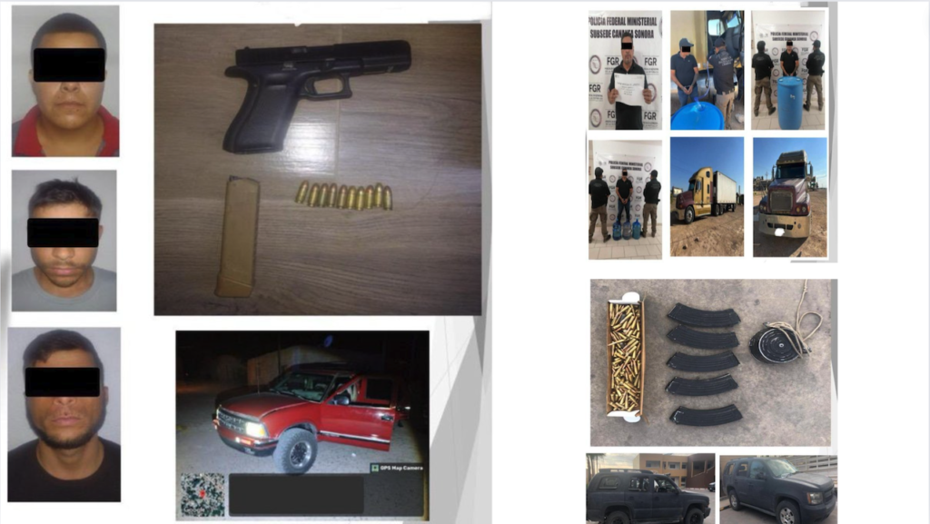 Detienen a 4 y aeguran armas y drogas en el operativos al Norte de Sonora.