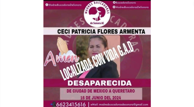 Cecilia Patricia Flores Armenta, líder del colectivo Madres Buscadoras de Sonora sufrió un golpe de calor.