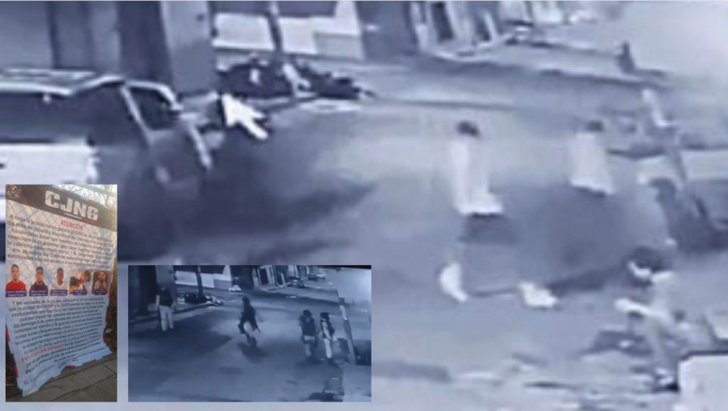 Clips de cámaras de seguridad y narcomantas se desprendieron tras la masacre en León, Guanajuato. (Especial)