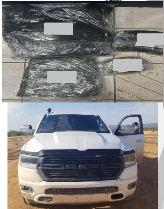 Autos incautados en los operativos militares en Sonora.