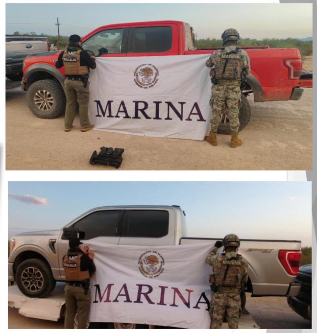 Autos incautados en los operativos militares en Sonora.