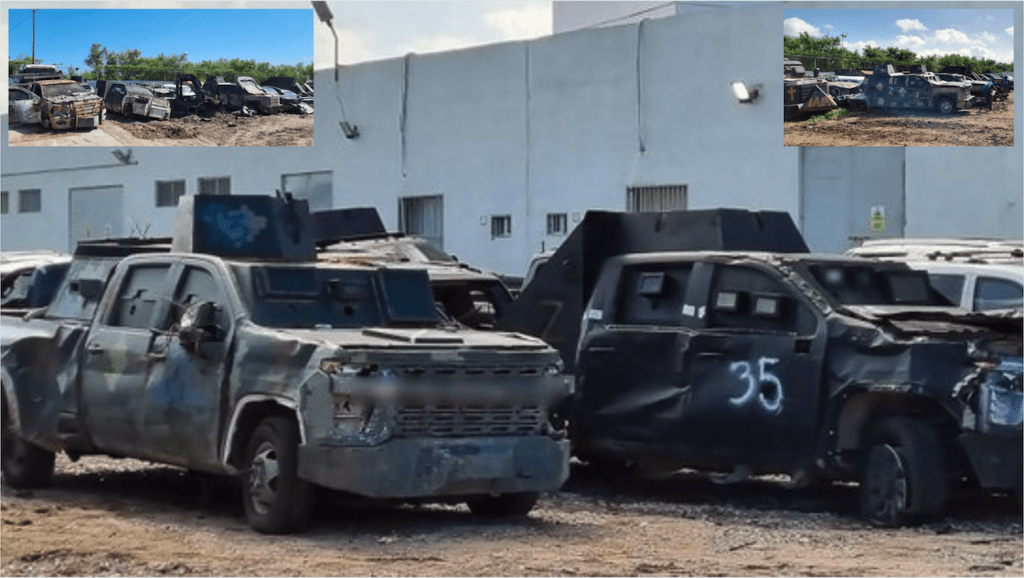FGR destruye autos blindados en Tamaulipas.