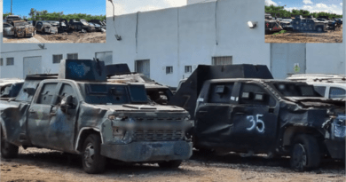 FGR destruye autos blindados en Tamaulipas.