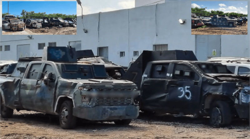 FGR destruye autos blindados en Tamaulipas.