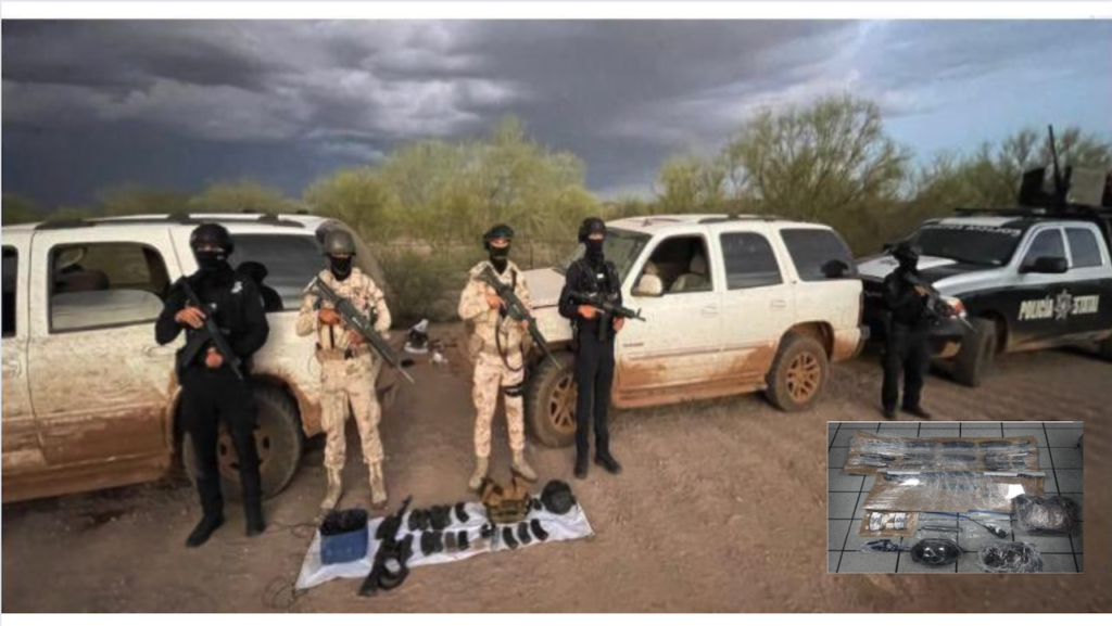 En una acción coordinada, fuerzas policiales de los tres órdenes de gobierno aseguraron dos vehículos con artefactos bélicos en Hermosillo.
