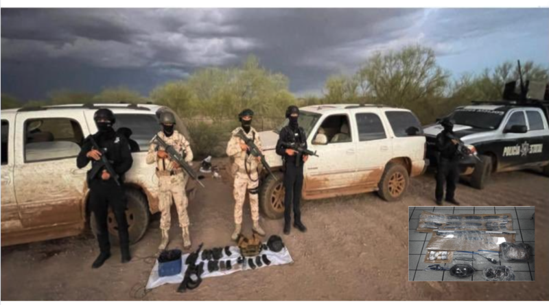 En una acción coordinada, fuerzas policiales de los tres órdenes de gobierno aseguraron dos vehículos con artefactos bélicos en Hermosillo.