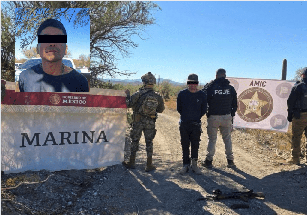 Operativo AMIC y Semar captura sujeto con arsenal en Trincheras