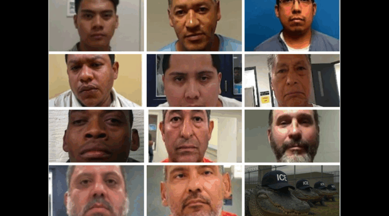 DHS exhibe detenidos que irían a Alligator Alcatraz en Florida. 📸 DHS-The Border Reports