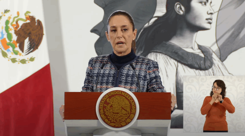 Live de Claudia Sheinbaum, Mañanera del Pueblo. (Captura) The Border Reports.