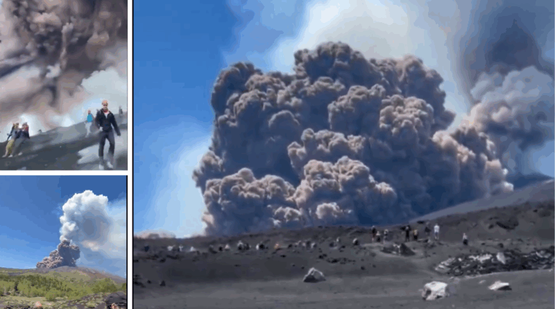 Monte Etna, erupción volcánica en Italia. (redes)
