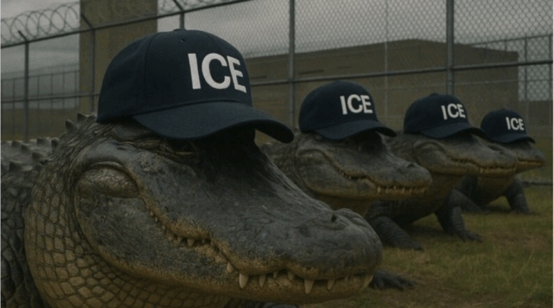 Trump inaugurará mañana el centro de detención migratorio, Alligator Alcatraz en Florida. 📸 DHS-The Border Reports
