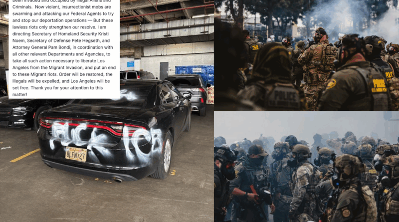 Trump denuncia las protestas en Los Ángeles (DHS).