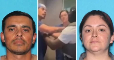 Ataque en Riverside, acusan empleados médicos por obstruir al ICE.📸 USJustice-The Border Reports