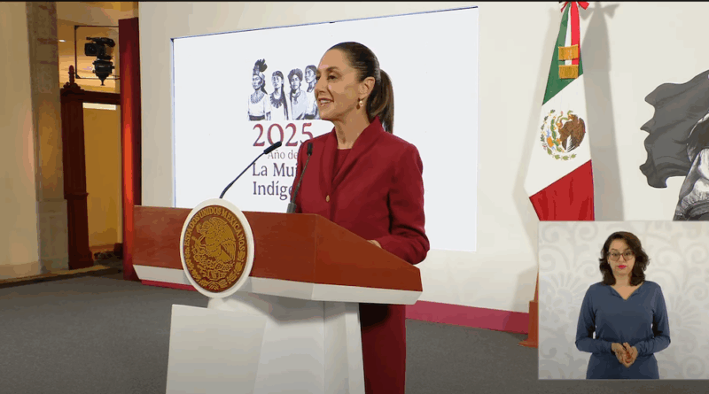 Live de Claudia Sheinbaum, Mañanera del Pueblo. Captura.-The Border Reports