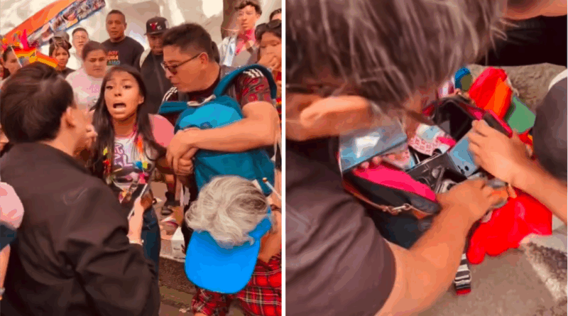 Robo de celulares en la marcha LGBT; detienen a mujer con mochila llena de teléfonos móviles. (📸 Redes)-The Border Reports
