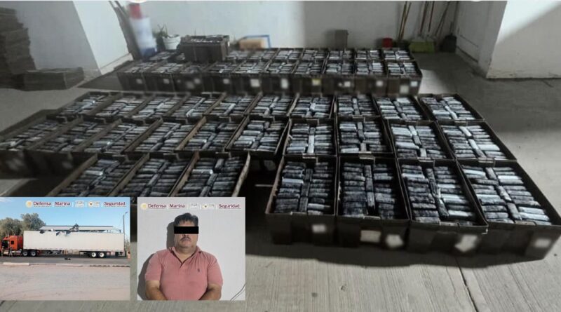 Decomiso de tráiler con cocaína en Sonora, en operativo de Guardia Nacional, Sedena y FGR. Sedena-The Border reports