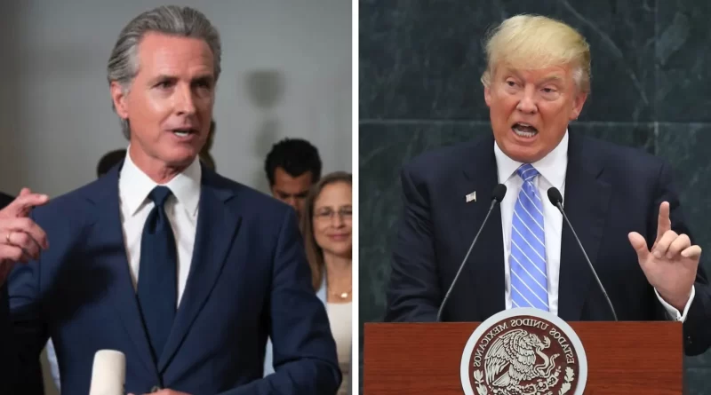 Gavin Newsom desafía narrativa de Trump al señalar que los homicidios en California disminuyen. 📸 WH, GN-The Border Reports