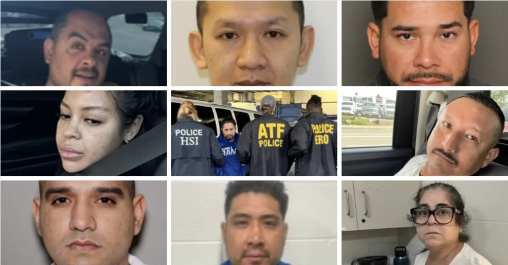 ICE anuncia múltiples arrestos de inmigrantes con delitos y antecedentes penales en el país. 📸 ICE - The Border Reports