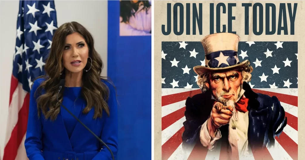 Kristi Noem anuncia que ICE elimina límite de edad para nuevos reclutas para detener migrantes indocumentados.📸 DHS-The Border Reports