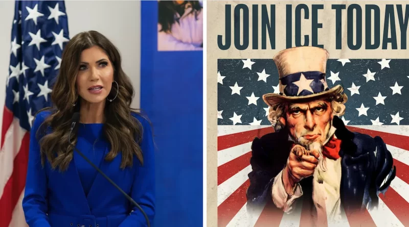 Kristi Noem anuncia que ICE elimina límite de edad para nuevos reclutas para detener migrantes indocumentados.📸 DHS-The Border Reports