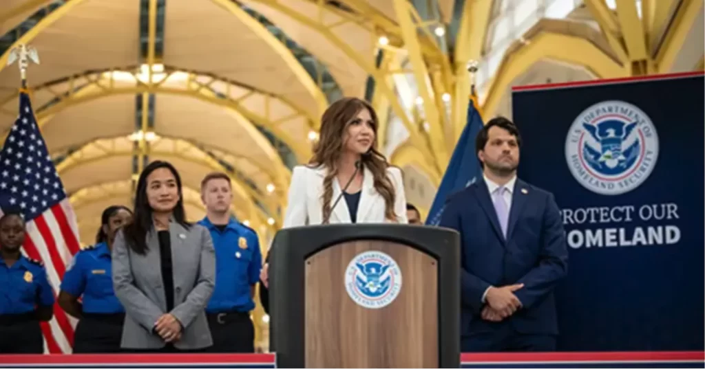Kristi Noem anuncia que 1.6 millones de inmigrantes indocumentados abandonaron el país en 200 días. 📸 DHS-The Border Reports