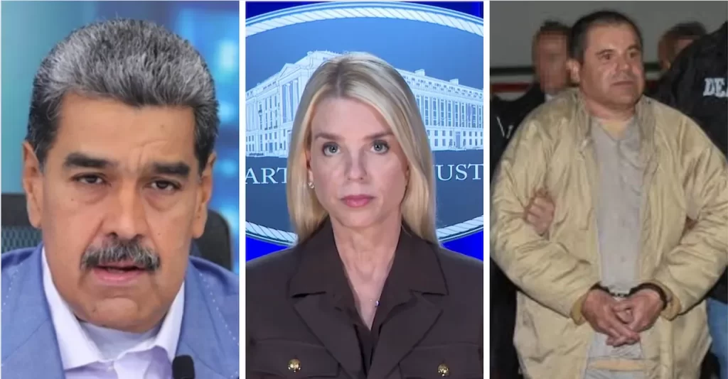 Pamela Bondi vincula a Nicolas Maduro con el Cártel de Sinaloa y duplica recompensa. 📸 DoJ-The Border Reports