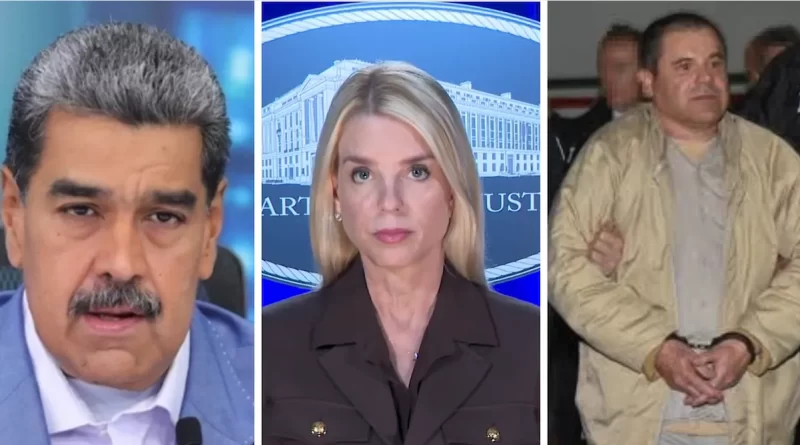Pamela Bondi vincula a Nicolas Maduro con el Cártel de Sinaloa y duplica recompensa. 📸 DoJ-The Border Reports