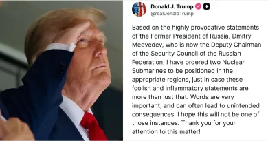 Trump despliega submarinos nucleares ante provocaciones de Rusia.📸 WH-The Border Reports