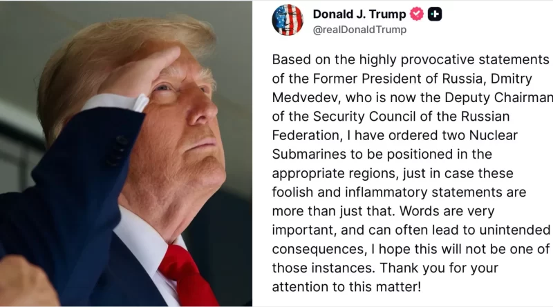 Trump despliega submarinos nucleares ante provocaciones de Rusia.📸 WH-The Border Reports