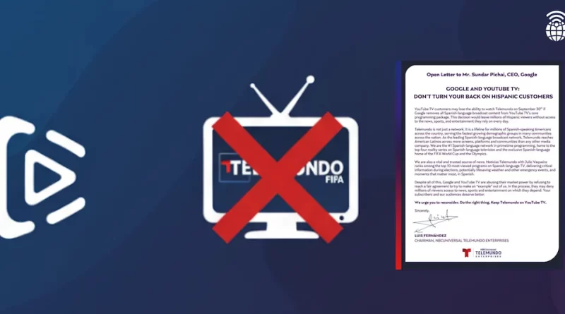 Conflicto entre Telemundo y YouTube TV; si no hay trato la cadena hispana podría desaparecer de la principal plataforma de streaming de Google. 📸 The Border Reports