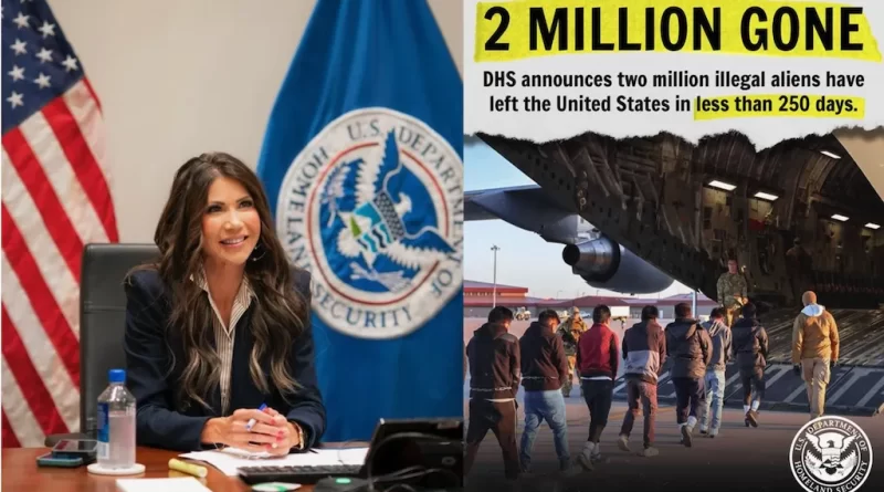 DHS anuncia que 2 millones de migrantes ilegales salieron de Estados Unidos; estiman 10 millones a finales del año. 📸 DHS-The Border Reports
