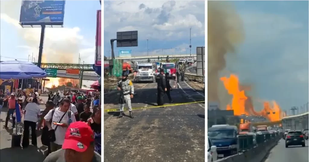 Explosión de Pipa de Gas en Puente de la Concordia en la CDMX deja Seis Muertos y 90 Heridos.📸 Redes-The Border Reports