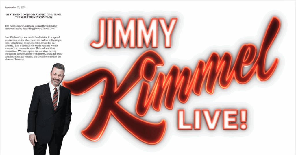 Jimmy Kimmel Live! de regreso para este martes; ABC y Disney dan reserva tras suspensión por comentarios relacionados a Charlie Kirk. 📸 Wiki-The Border Reports