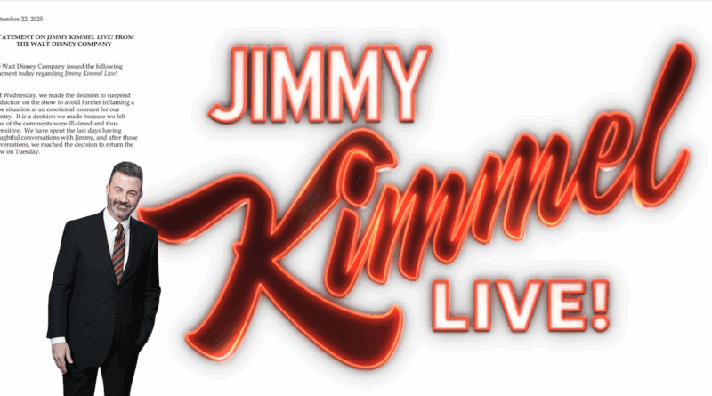 Jimmy Kimmel Live! de regreso para este martes; ABC y Disney dan reserva tras suspensión por comentarios relacionados a Charlie Kirk. 📸 Wiki-The Border Reports