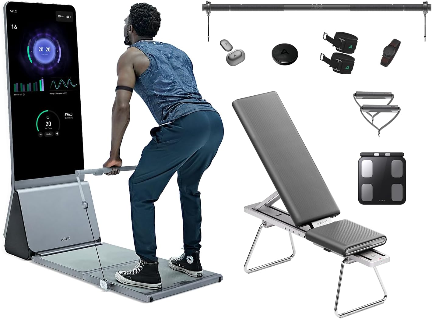 AEKE Fitness Mirror K1 - Espejo Inteligente de Gimnasio con IA para Entrenamiento de Cuerpo Completo