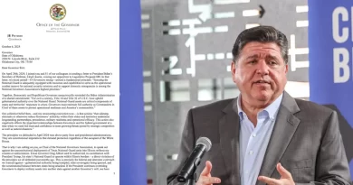 Pritzker pide a Gobernadores condenar despliegue militar de Texas en Illinois. 📸 Pritzker-The Border Reports
