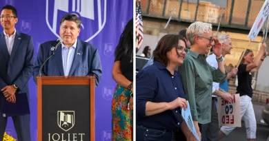 Gobernadores JB Pritzker y Tina Kotek de Illinois y Oregon, rechazan militarización ordenada por Trump en Portland y Chicago. 📸 JBPritzker-TineKotek-The Border Reports