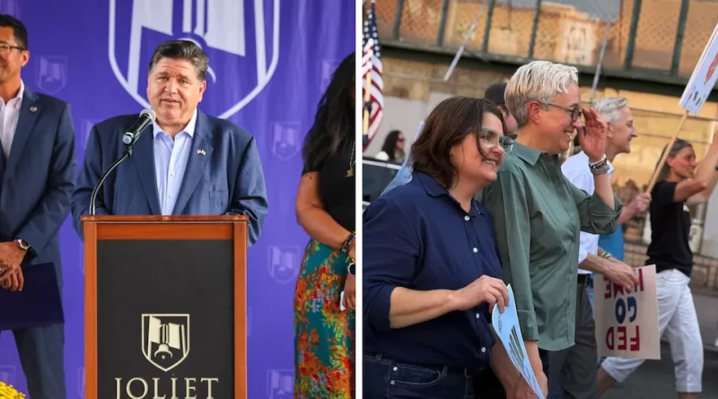 Gobernadores JB Pritzker y Tina Kotek de Illinois y Oregon, rechazan militarización ordenada por Trump en Portland y Chicago. 📸 JBPritzker-TineKotek-The Border Reports