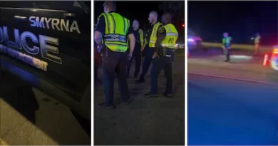 Retén en Smyrna, operativo de seguridad en East-West Connector. 📸 SPD-The Border Reports