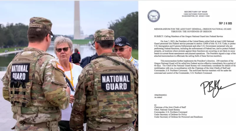 Trump despliega tropas de la Guardia Nacional en ciudades demócratas. 📸 NGDist.Columbia-The Border Reports