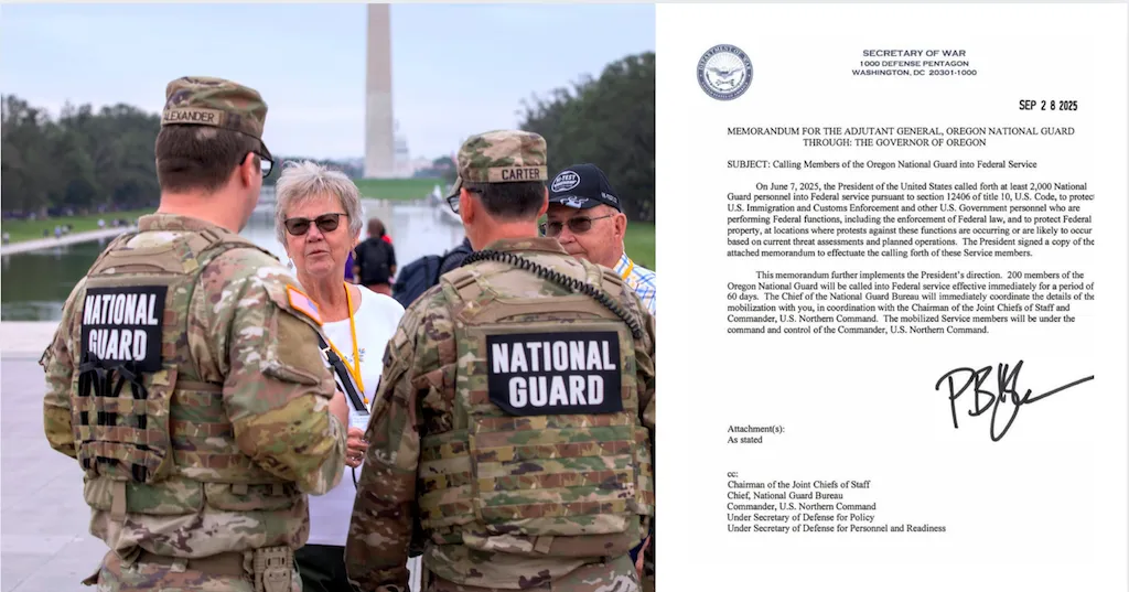 Trump despliega tropas de la Guardia Nacional en ciudades demócratas. 📸 NGDist.Columbia-The Border Reports