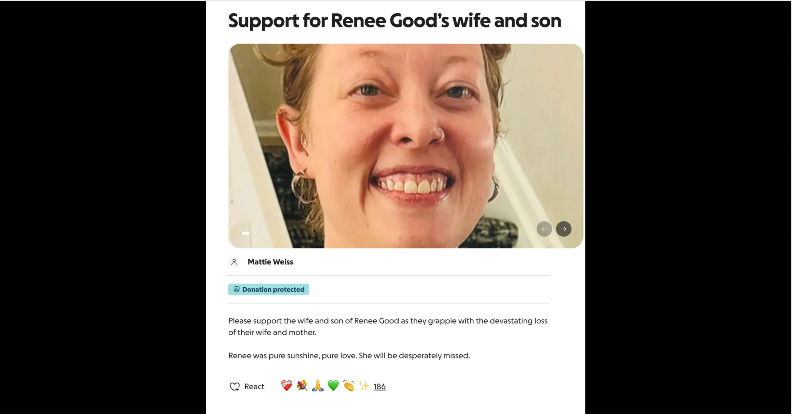 Colecta en GoFundMe para Renee Nicole Good