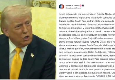 Trump se deslinda de ataque israelí en Irán y lanza advertencia de "destrucción total". Truth-Social-The Border Reports