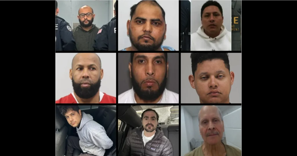 ICE captura a 9 delincuentes extranjeros en operativos masivos por Estados Unidos. ICE-The Border Reports