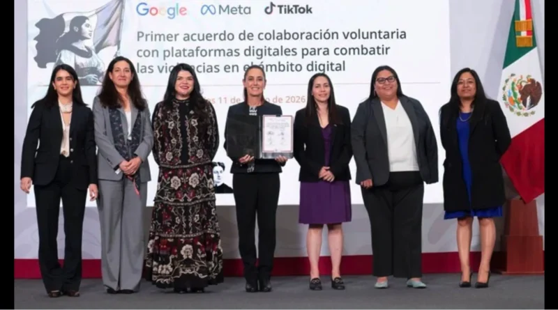 México firma acuerdo histórico con Google, Meta y TikTok para frenar la violencia digital. GOBMX-The Border Reports